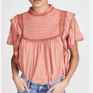 NWOT Free People Peachy Pink Flowy Blouse | Size SP